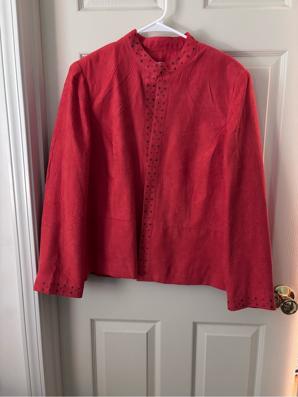 Burnt Orange Stud-Trim Women’s Jacket